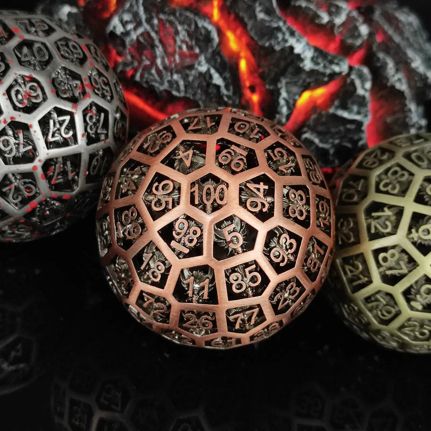 Hollow Metal D100 Dice – 100-Sided Dragon Engraved Brass Die for Dungeons & Dragons, Pathfinder & RPG Tabletop Games Gamers Guild