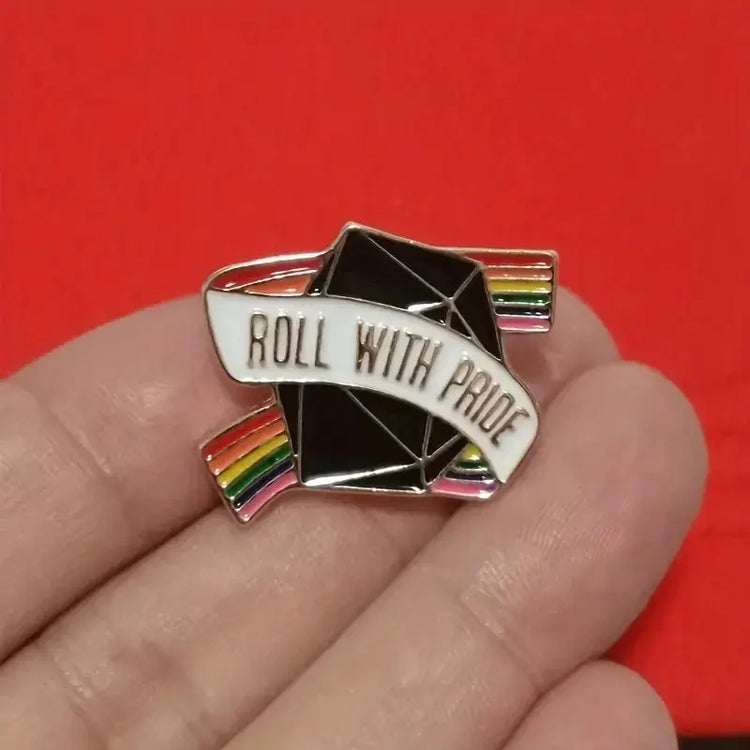 “Roll with Pride” Enamel Pin – Dungeons & Dragons Inspired LGBTQ+ Brooch for Jackets, Bags & RPG Fashion Gamers Guild