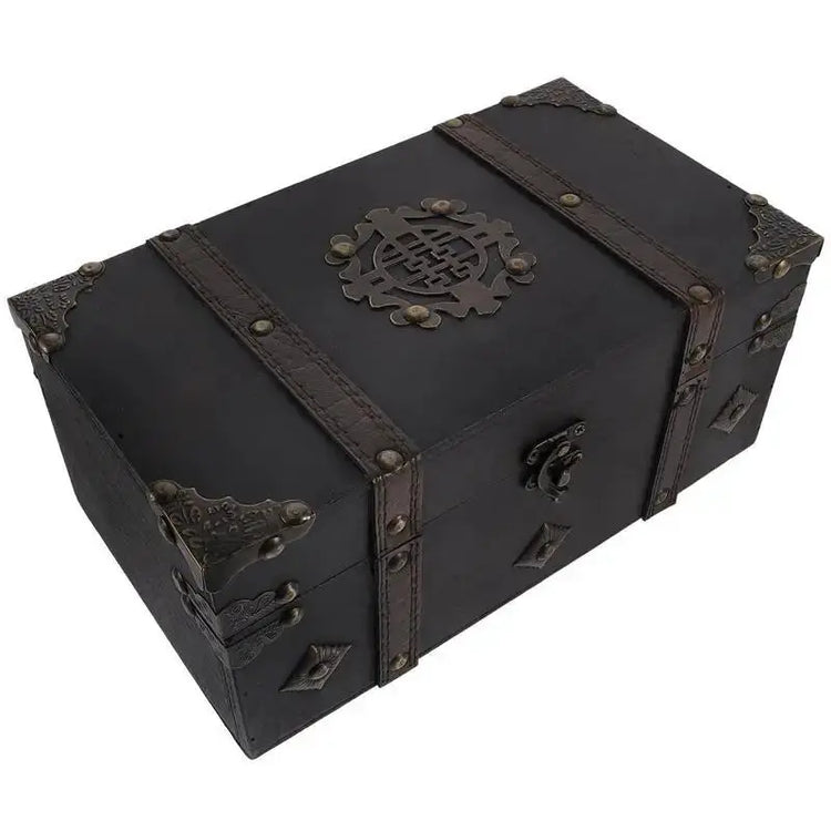 Wooden Pirate Treasure Chest – Vintage Trinket & Jewelry Box for Tabletop Decor, RPG Props, and Gift Storage Gamers Guild