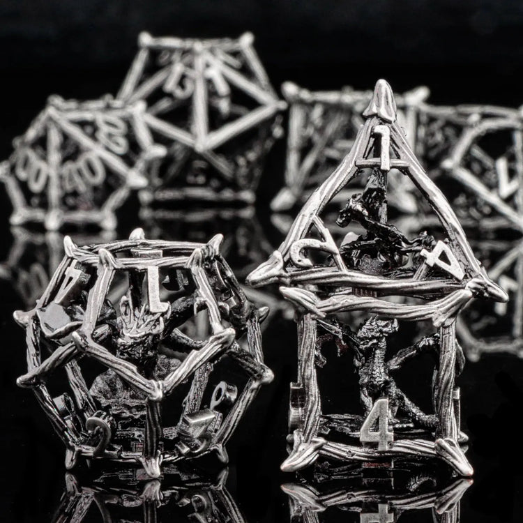 7-Piece Hollow Dragon Metal Dice Set – Intricately Carved Polyhedral Dice for D&D, Pathfinder & RPG Tabletop Games Gamers Guild