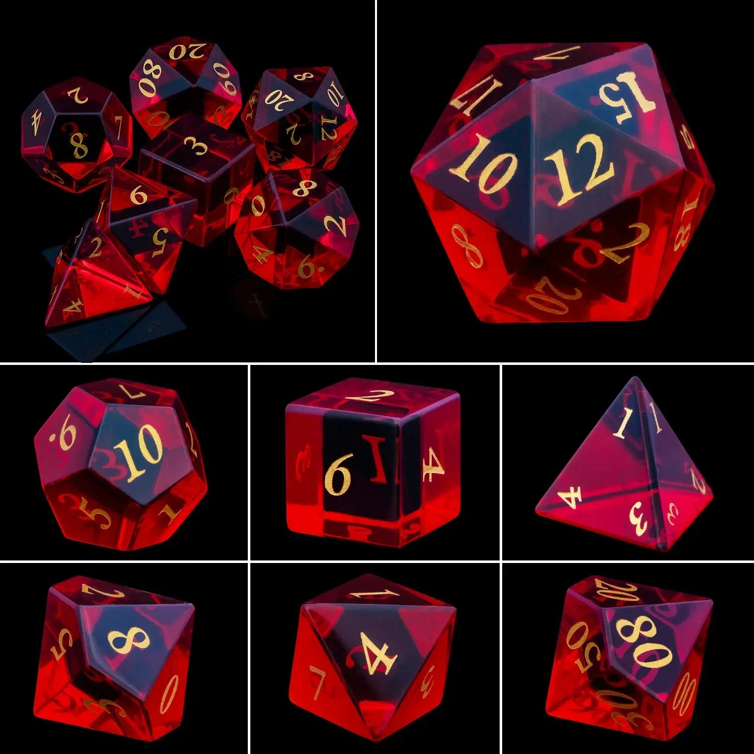 Purple Crystal Stone & Gem Dice Set – Sharp Edge Polyhedral Dice for D&D, Pathfinder & RPGs Gamers Guild