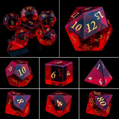Purple Crystal Stone & Gem Dice Set – Sharp Edge Polyhedral Dice for D&D, Pathfinder & RPGs Gamers Guild