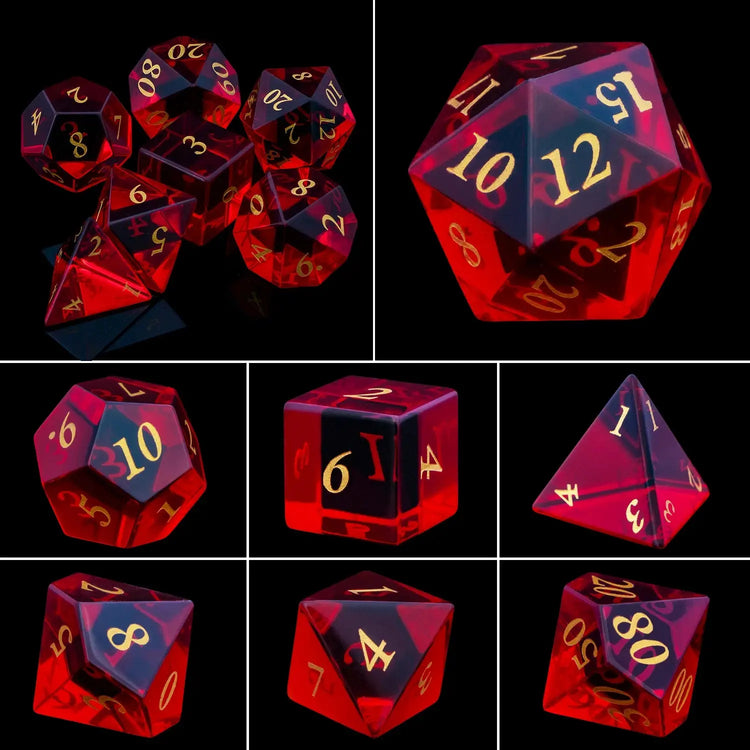 Purple Crystal Stone & Gem Dice Set – Sharp Edge Polyhedral Dice for D&D, Pathfinder & RPGs Gamers Guild