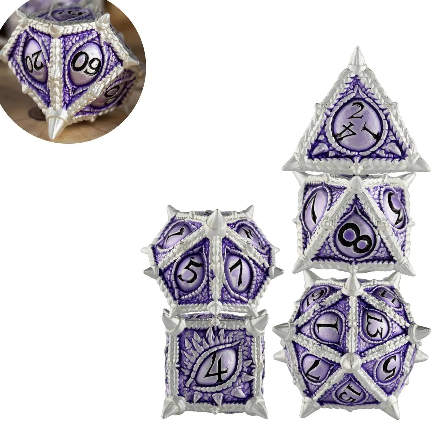 7-Piece Dragon Metal Dice Set – Sharp Edge Polyhedral Dice with Box for D&D, Pathfinder & RPGs Gamers Guild