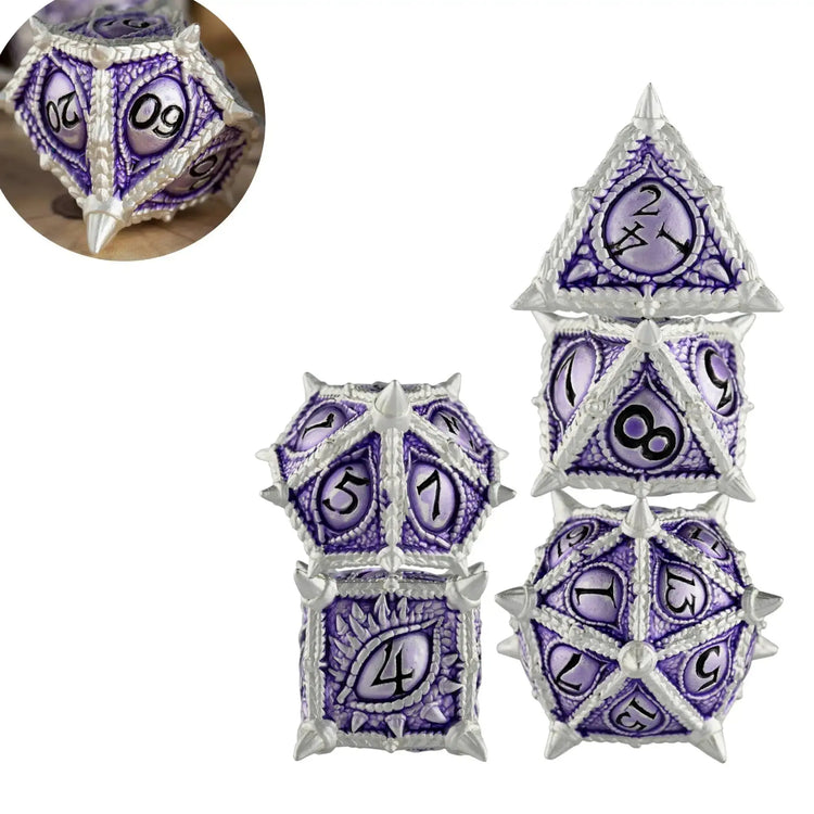 7-Piece Dragon Metal Dice Set – Sharp Edge Polyhedral Dice with Box for D&D, Pathfinder & RPGs Gamers Guild