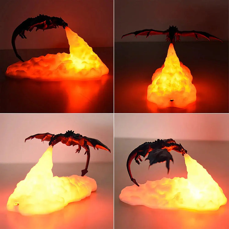 3D Printed Fire Dragon Light – USB Rechargeable LED Lamp for Gaming, Mystery Nights & Fantasy Decor Gamers Guild