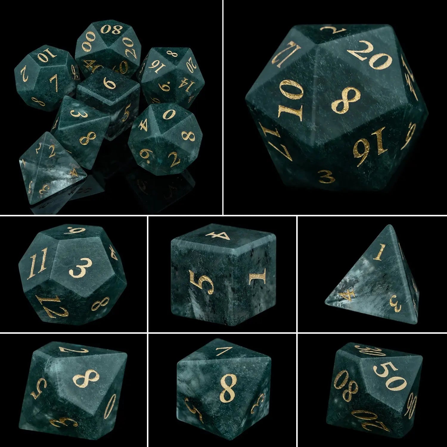 Purple Crystal Stone & Gem Dice Set – Sharp Edge Polyhedral Dice for D&D, Pathfinder & RPGs Gamers Guild