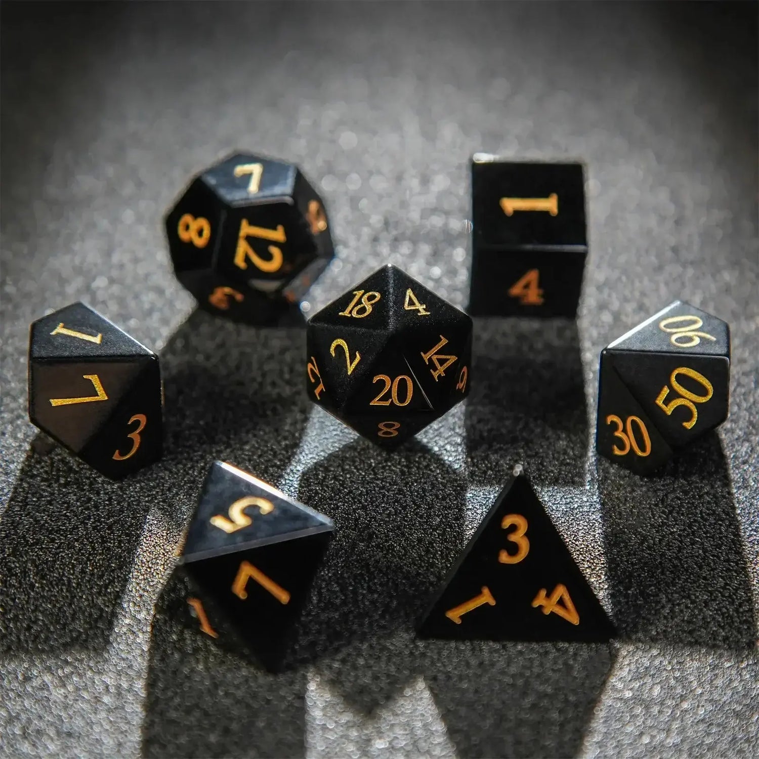 Black Obsidian Pirate Dice Set – 7-Piece Metal Polyhedral Dice for DND, RPG & Tabletop Questing Gamers Guild