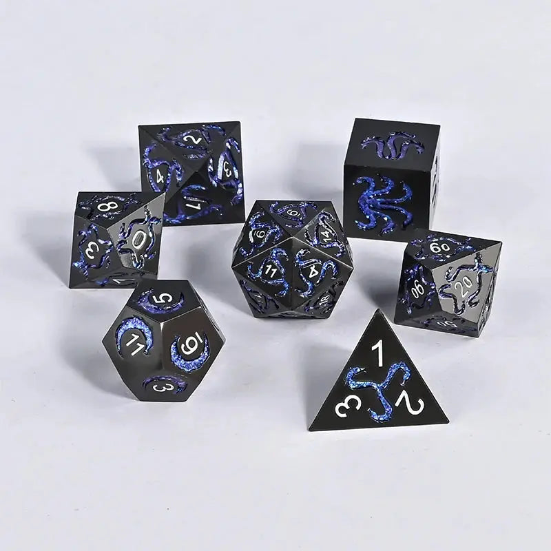 7-Piece Handmade Dragon Motif Polyhedral Dice Set – Fantasy RPG Dice for D&D, Pathfinder & TRPG Adventures Gamers Guild