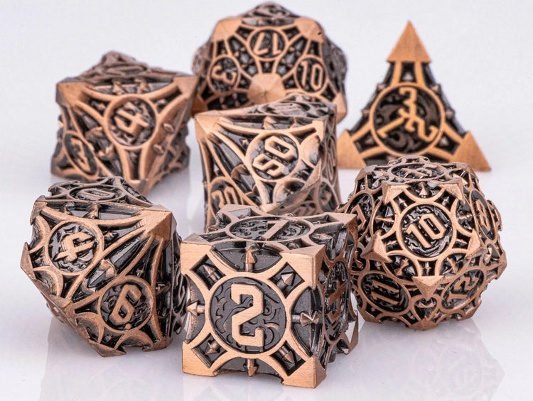 7-Piece Red Sharp Edge Metal Dice Set – Premium Polyhedral DND Dice for Dungeons & Dragons & RPG Tabletop Games Gamers Guild