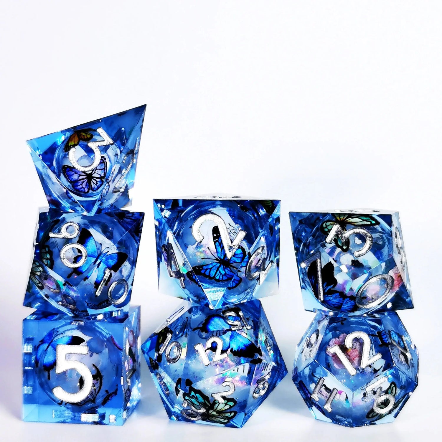 7-Piece Handmade Sharp Edge Resin Dice Set – Translucent Polyhedral Dice for D&D, Pathfinder & Tabletop RPGs Gamers Guild