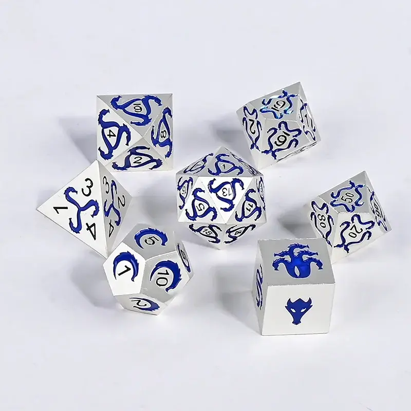 7-Piece Handmade Dragon Motif Polyhedral Dice Set – Fantasy RPG Dice for D&D, Pathfinder & TRPG Adventures Gamers Guild