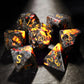 Flame Stone Volcanic Dice Set – 7Pcs UV-Reactive Gemstone Polyhedral Dice for DND & RPG Gamers Guild