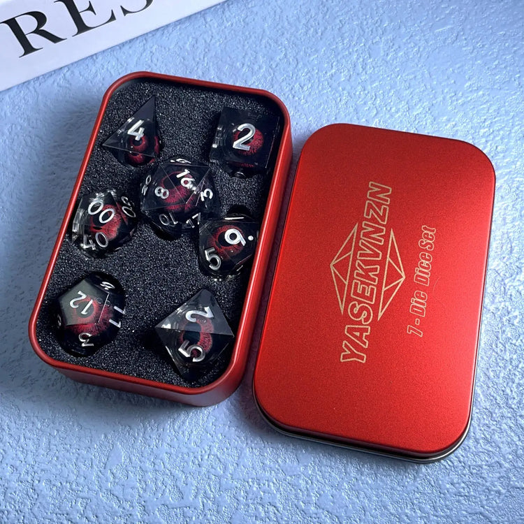Dragon’s Eye Liquid Core Dice Set – Sharp Edge Polyhedral Resin Dice for D&D, Pathfinder & RPGs Gamers Guild