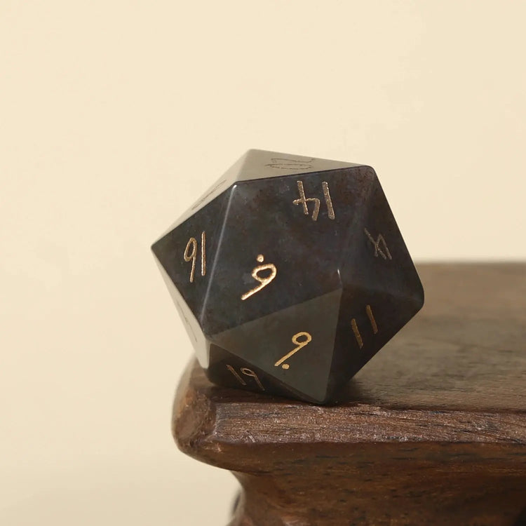 Crystal Quartz D20 – Handwritten Font Gemstone Dice for DND, Pathfinder & RPG Star Path Adventures Gamers Guild