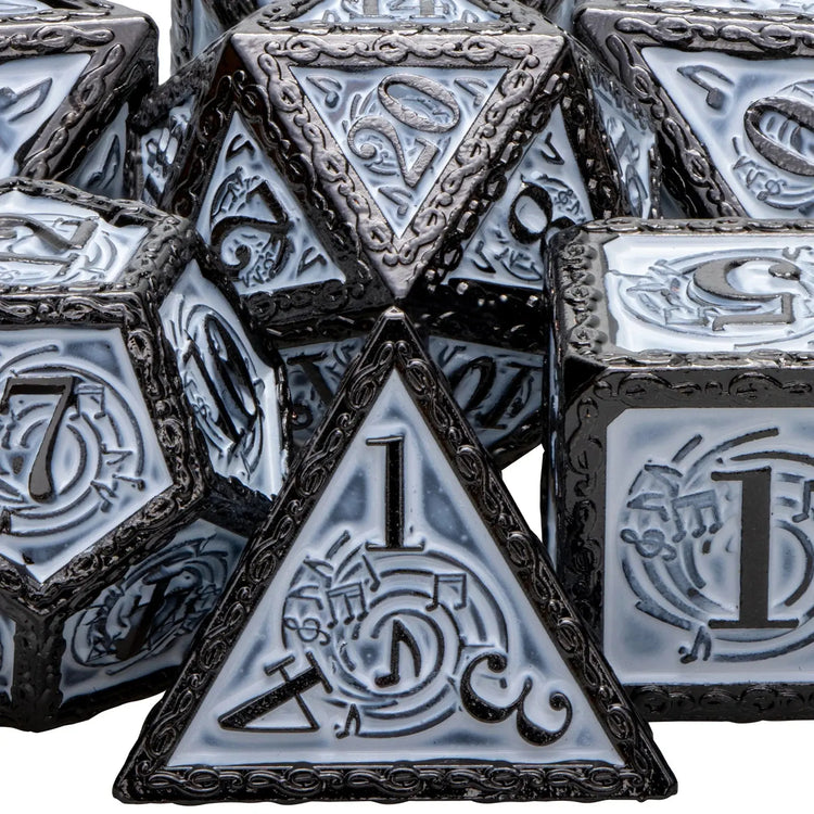 Music DND Metal Dice Set – Polyhedral Dice for Dungeons & Dragons, Pathfinder & RPGs Gamers Guild