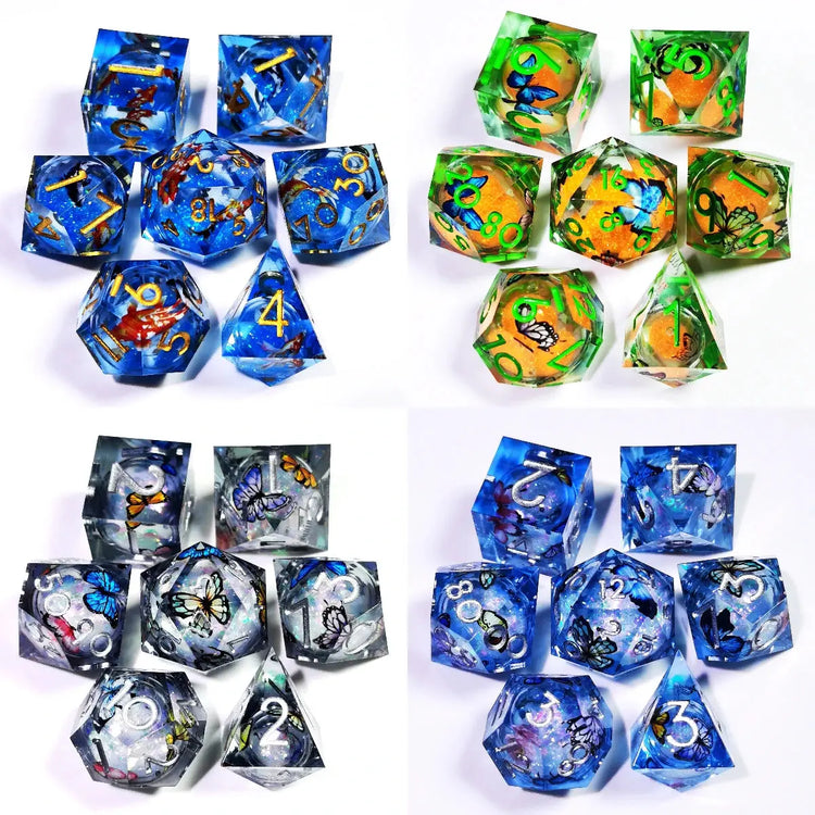 7-Piece Handmade Sharp Edge Resin Dice Set – Translucent Polyhedral Dice for D&D, Pathfinder & Tabletop RPGs Gamers Guild