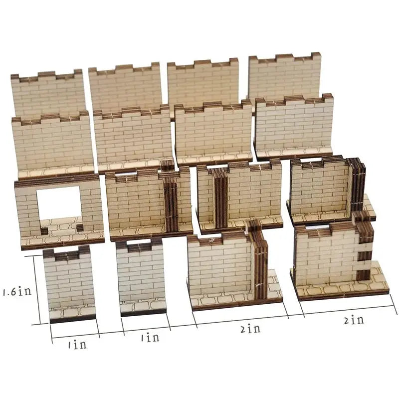 Dungeon Brick Walls – Set of 16 Laser-Cut Wood Terrain Tiles  28mm Scale Modular Scenery for D&D & TTRPGs Gamers Guild
