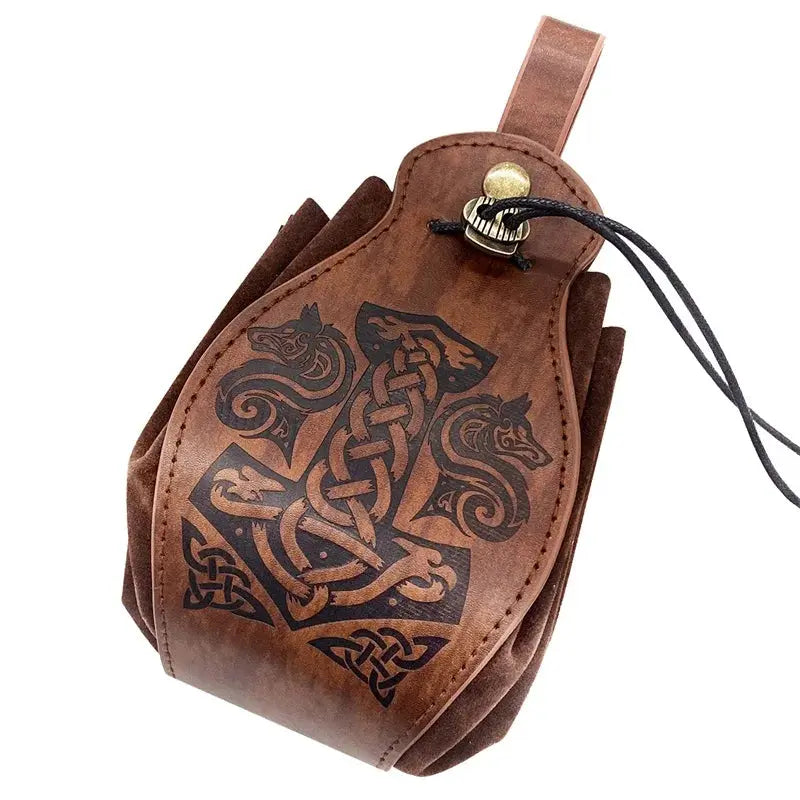 PU Leather Bag For DND Dice Game Tray 5 Celtic Designs Cute Drawstring Pouch For D&D Roleplaying RPG Gift Ideas Coin Purse Gamers Guild