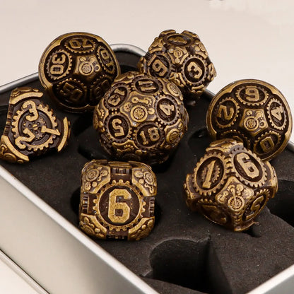 Metal Gear Polyhedral Dice Set – D20 & D6 RPG Dice for D&D, Trailblazer, Warhammer & Tabletop Games Gamers Guild