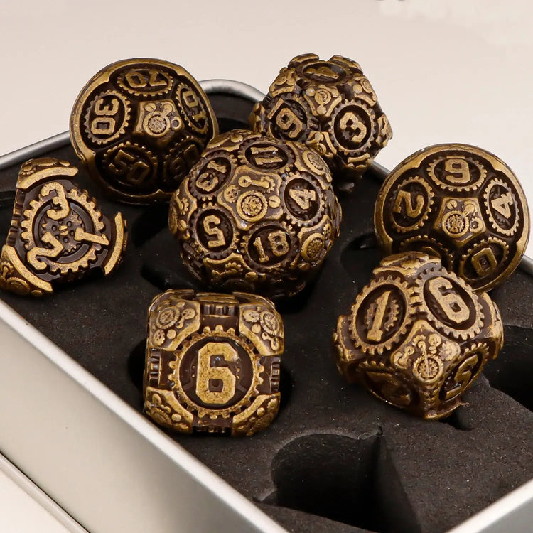 Metal Gear Polyhedral Dice Set – D20 & D6 RPG Dice for D&D, Trailblazer, Warhammer & Tabletop Games Gamers Guild