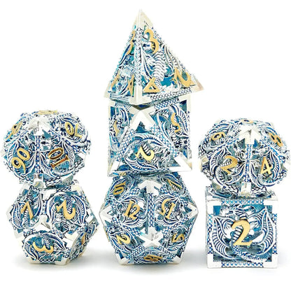 7-Piece Hollow Flying Dragon Metal Dice Set – Polyhedral RPG Dice for Dungeons & Dragons, Pathfinder & Tabletop Games Gamers Guild