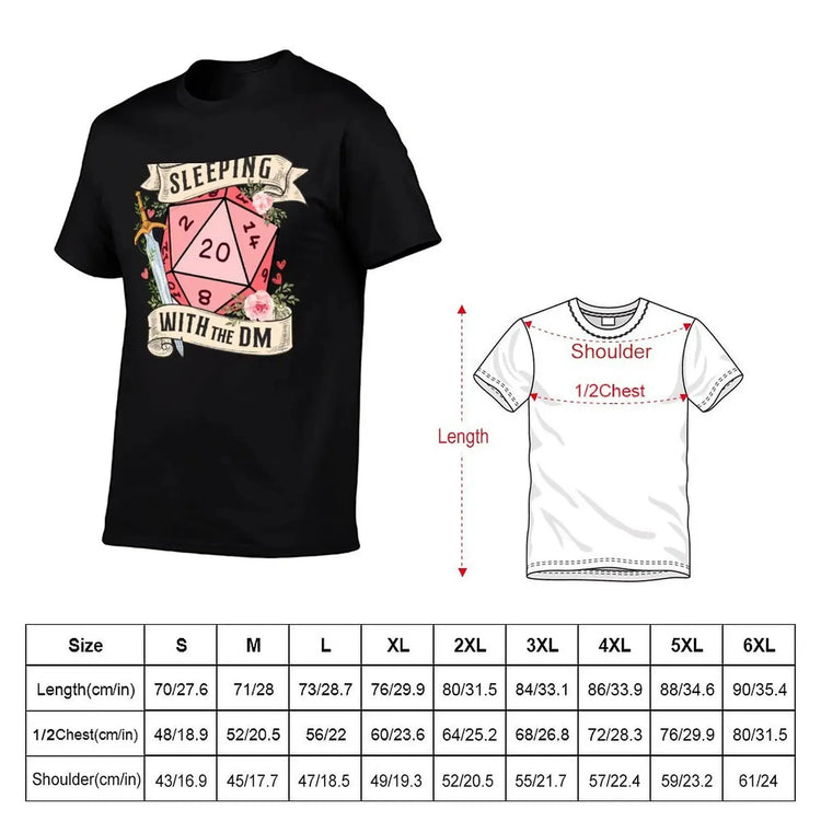 SLEEPING WITH THE DM T-Shirt – Funny DnD Girlfriend/Wife Gift | Floral d20 Dice & Sword Cotton Tee Gamers Guild