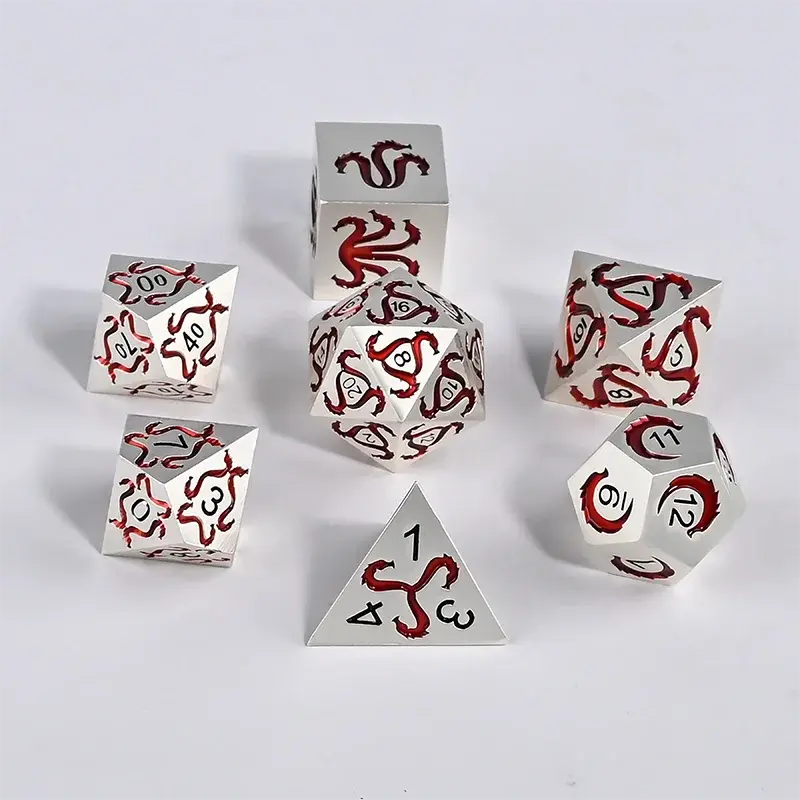 7-Piece Handmade Dragon Motif Polyhedral Dice Set – Fantasy RPG Dice for D&D, Pathfinder & TRPG Adventures Gamers Guild
