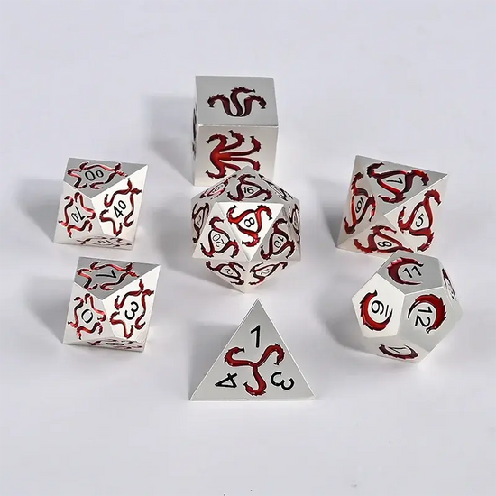 7-Piece Handmade Dragon Motif Polyhedral Dice Set – Fantasy RPG Dice for D&D, Pathfinder & TRPG Adventures Gamers Guild