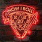"How I Roll" DND Neon LED Sign – Edge-Lit Acrylic Gamer Light with Bluetooth Control  Game Room Decor for RPG Fans Gamers Guild