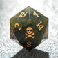 Labradorite Skull Dice Set – 7pc Gemstone Polyhedral Dice with Gold Script for DND & RPG Campaigns Gamers Guild