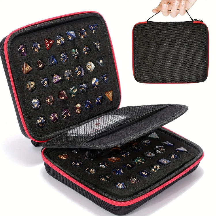 Hard Dice Carrying Case – 70-Slot Storage Bag with Partition for Dungeons & Dragons, RPG & Board Game Accessories Gamers Guild