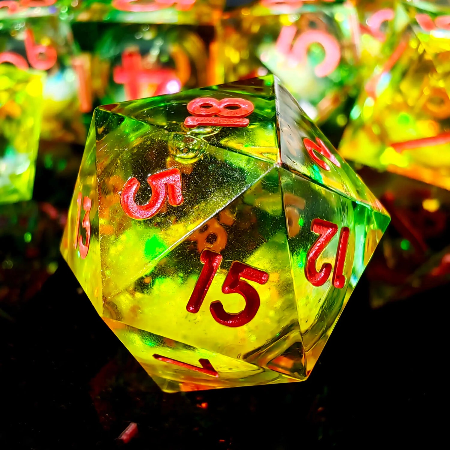 7-Piece Transparent Resin Sharp Edge Dice Set – Handmade Polyhedral Dice for D&D, Pathfinder & RPG Tabletop Games Gamers Guild