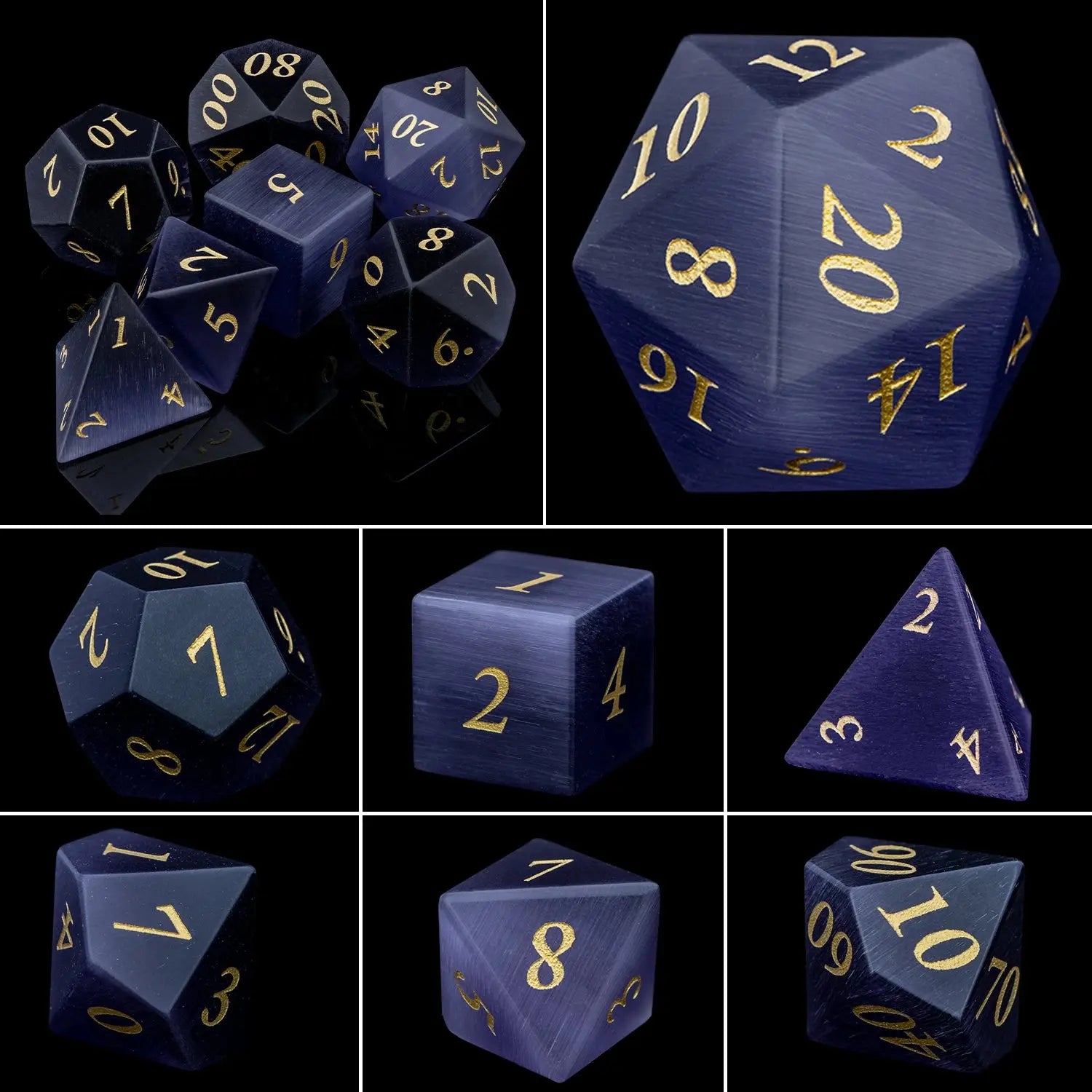 Purple Crystal Stone & Gem Dice Set – Sharp Edge Polyhedral Dice for D&D, Pathfinder & RPGs Gamers Guild