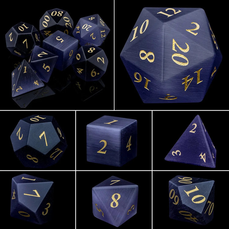 Purple Crystal Stone & Gem Dice Set – Sharp Edge Polyhedral Dice for D&D, Pathfinder & RPGs Gamers Guild
