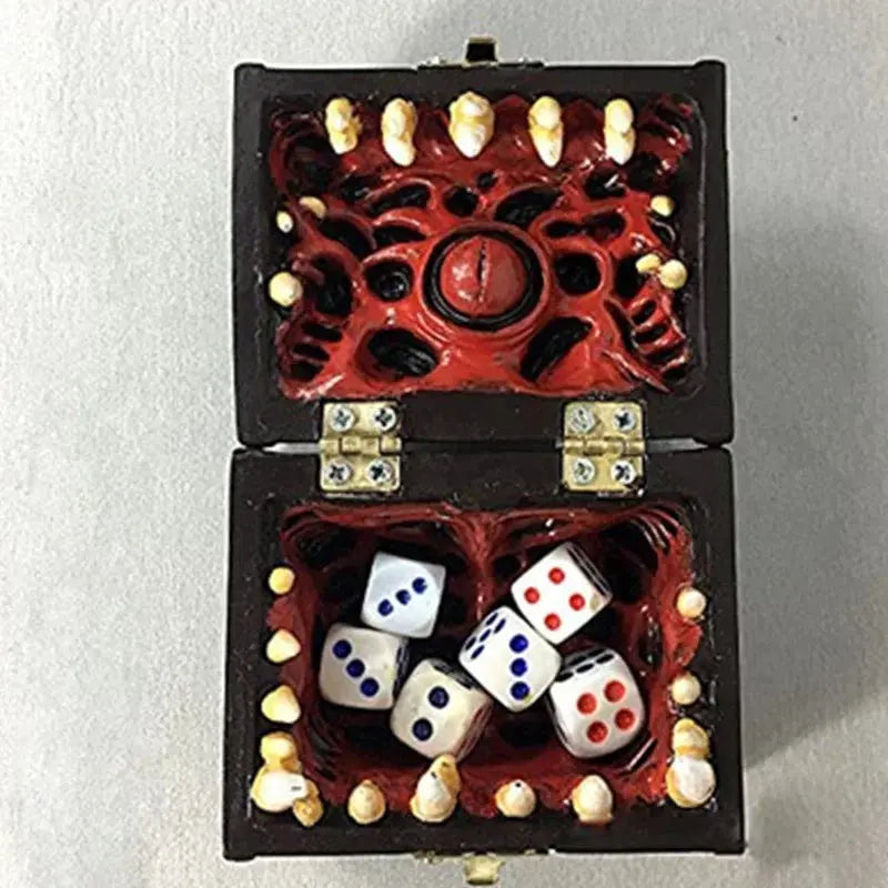 Legendary Mimic Dice Chest – Crimson Chaos Resin Storage Box for DND, Pathfinder & RPG Dice Sets Gamers Guild
