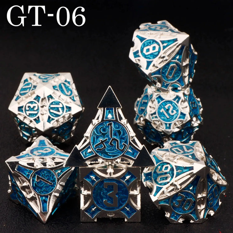 7-Piece Red Sharp Edge Metal Dice Set – Premium Polyhedral DND Dice for Dungeons & Dragons & RPG Tabletop Games Gamers Guild