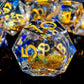 7-Piece Sharp Edge Resin Dice Set – Transparent Polyhedral Dice with Golden Sand & Gold Lettering for D&D & RPG Games Gamers Guild