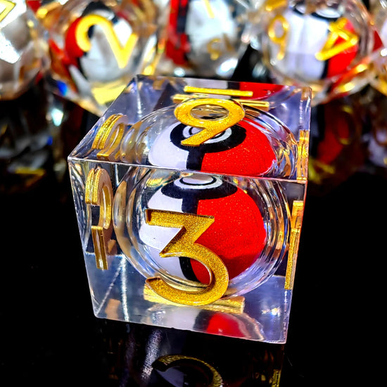 Spinning Dragon Eye Resin Dice Set – 7-Piece Transparent Sharp Edge Polyhedral Dice for RPGs Gamers Guild