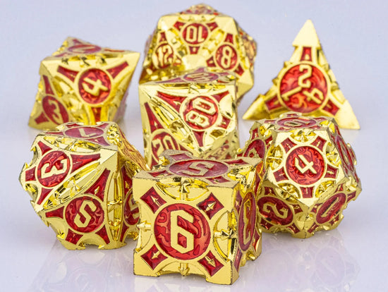 7-Piece Red Sharp Edge Metal Dice Set – Premium Polyhedral DND Dice for Dungeons & Dragons & RPG Tabletop Games Gamers Guild