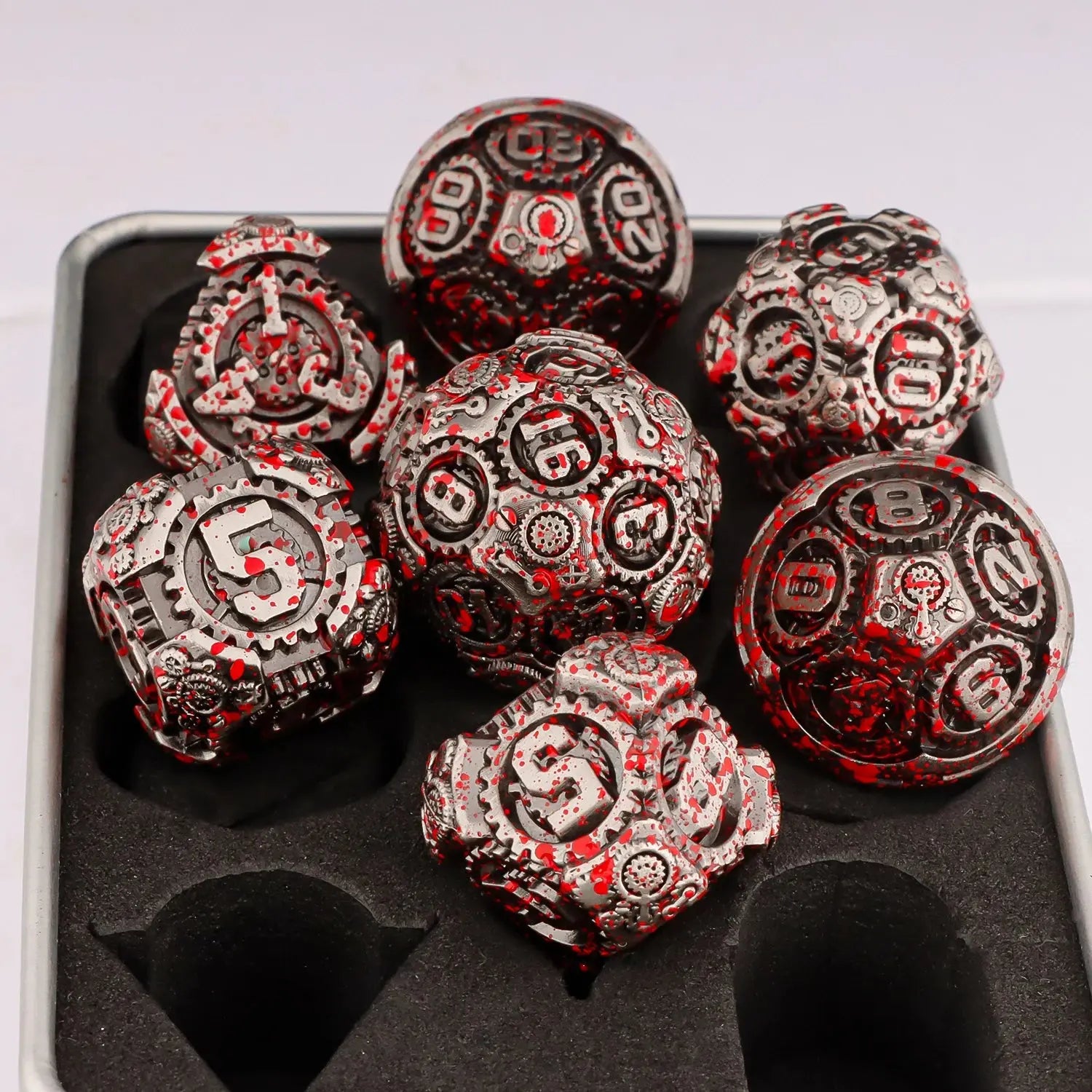 Metal Gear Polyhedral Dice Set – D20 & D6 RPG Dice for D&D, Trailblazer, Warhammer & Tabletop Games Gamers Guild