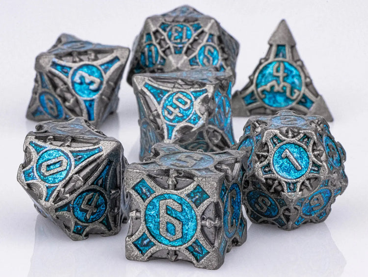 7-Piece Red Sharp Edge Metal Dice Set – Premium Polyhedral DND Dice for Dungeons & Dragons & RPG Tabletop Games Gamers Guild