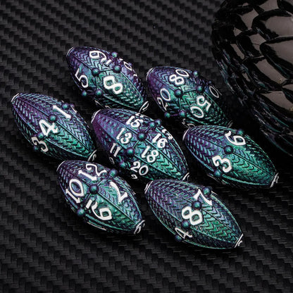 ARUOHHA Copper Purple Dragon Egg Dice Set – Metal Polyhedral Dice with Rotating Shell for D&D, Pathfinder & RPGs Gamers Guild