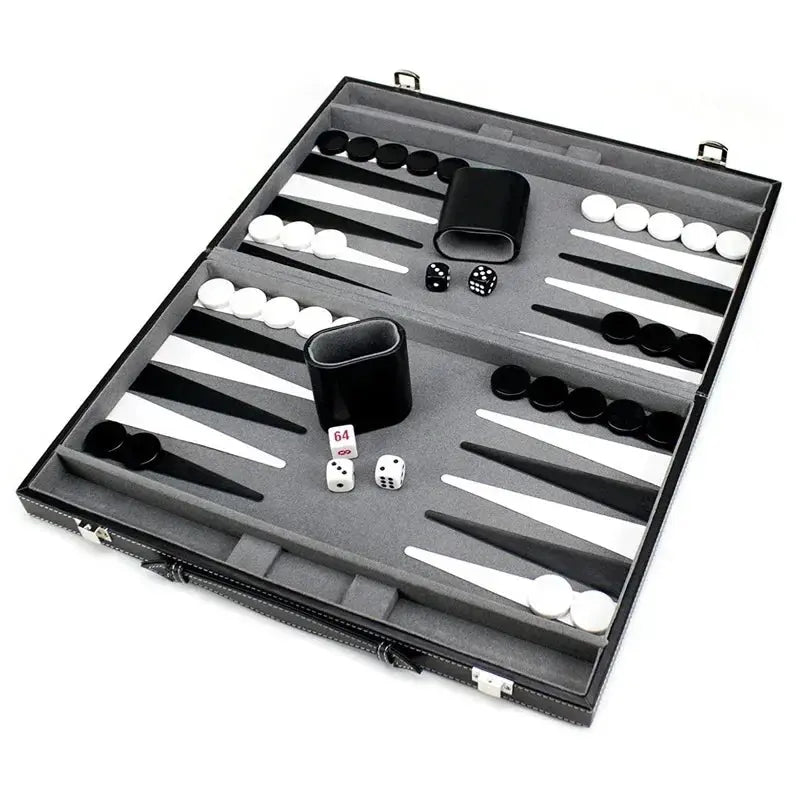 Classic Travel Backgammon Game Set – PU Leather Folding Board with Felt Interior | Portable 15-Inch Strategy Set for Adults Gamers Guild