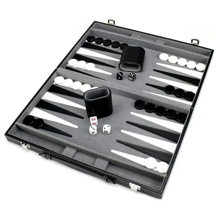 Classic Travel Backgammon Game Set – PU Leather Folding Board with Felt Interior | Portable 15-Inch Strategy Set for Adults Gamers Guild