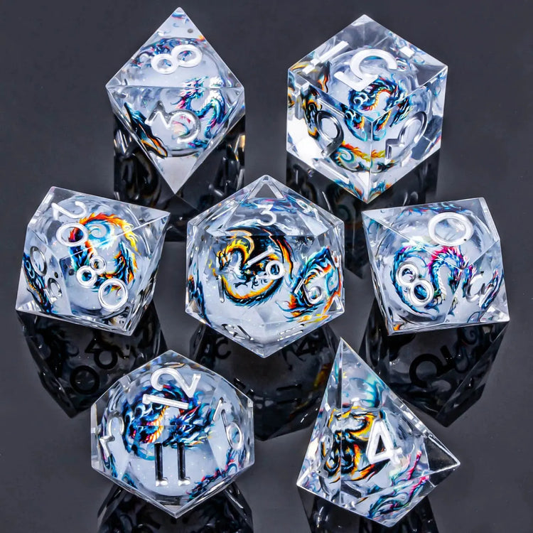 Liquid Core Dice Set – Sharp Edge Resin Polyhedral Dice for D&D, Pathfinder & RPGs Gamers Guild