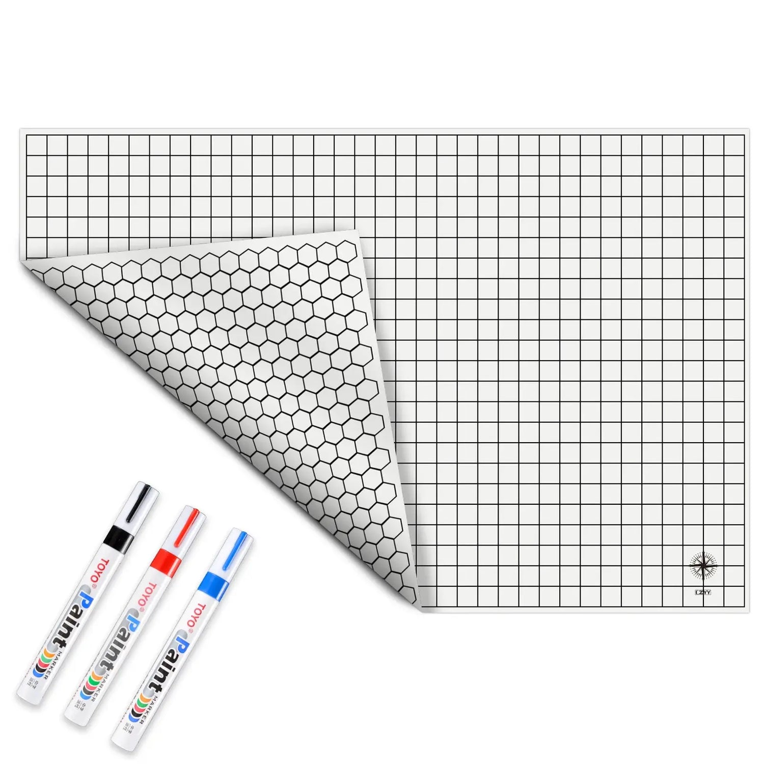 DND Silicone Battle Mat – 23"x35" Double-Sided Grid Board with Square & Hex Layout  Foldable, Rollable, and Marker-Friendly Gamers Guild
