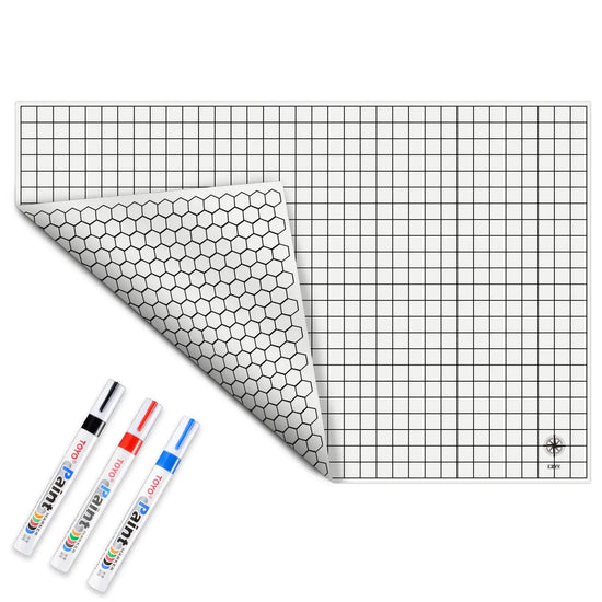 DND Silicone Battle Mat – 23"x35" Double-Sided Grid Board with Square & Hex Layout  Foldable, Rollable, and Marker-Friendly Gamers Guild