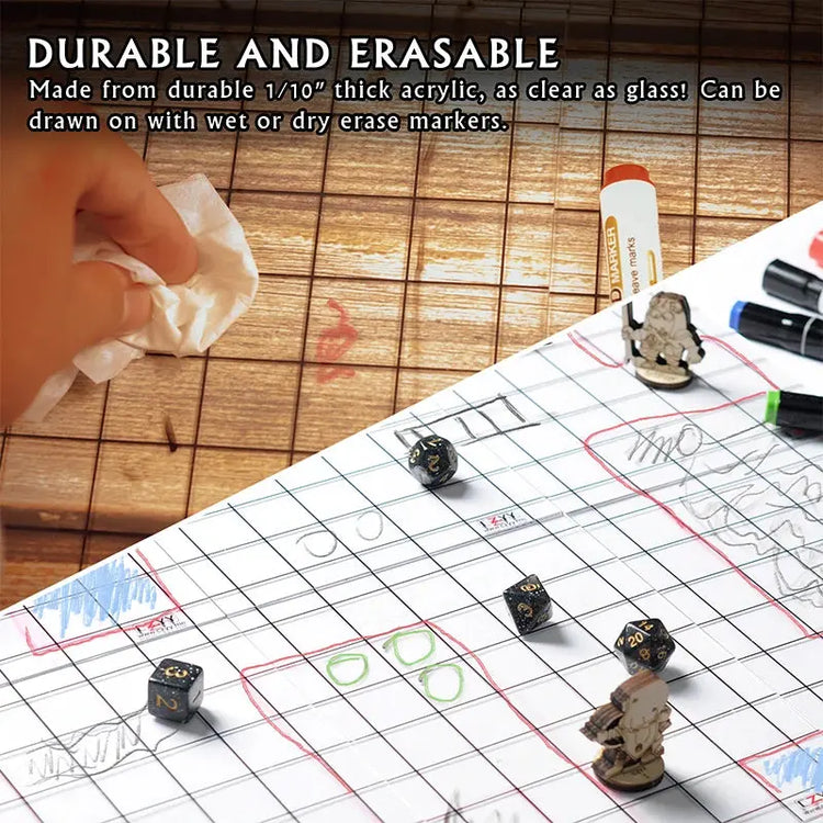 CZYY Acrylic Game Mat – 1" Square Grid Overlay (8"x11") for D&D, Pathfinder & TTRPGs Gamers Guild