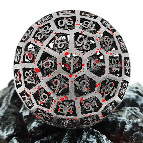 Hollow Metal D100 Dice – 100-Sided Dragon Engraved Brass Die for Dungeons & Dragons, Pathfinder & RPG Tabletop Games Gamers Guild